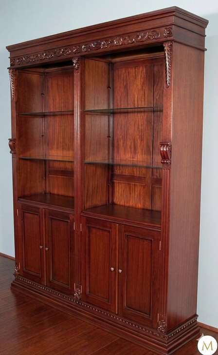 6ft Handcrafted Mahogany Display Cabinet w/ Glass Shelves