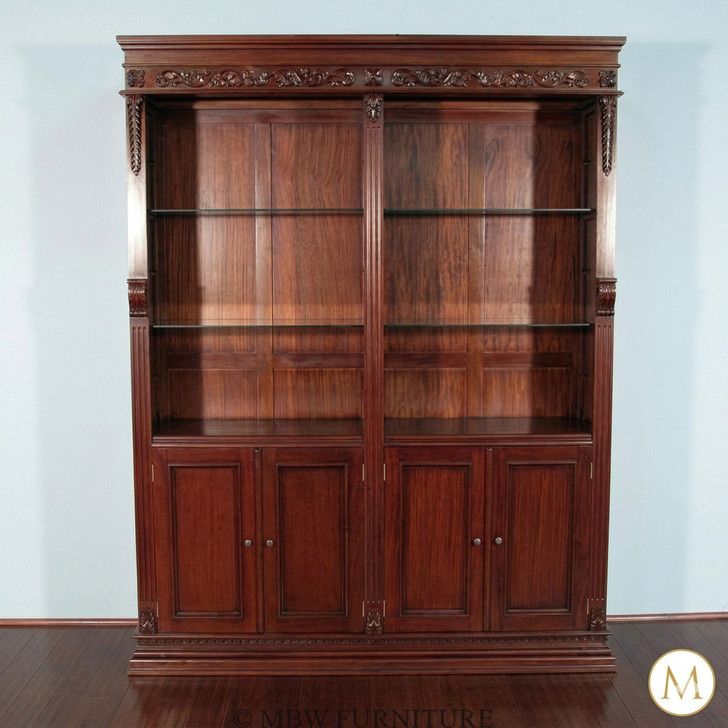 6ft Handcrafted Mahogany Display Cabinet w/ Glass Shelves