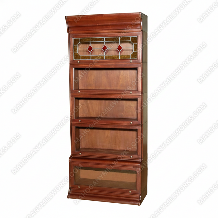 Solid Mahogany Barrister Bookcase Leaded Glass Curio Display