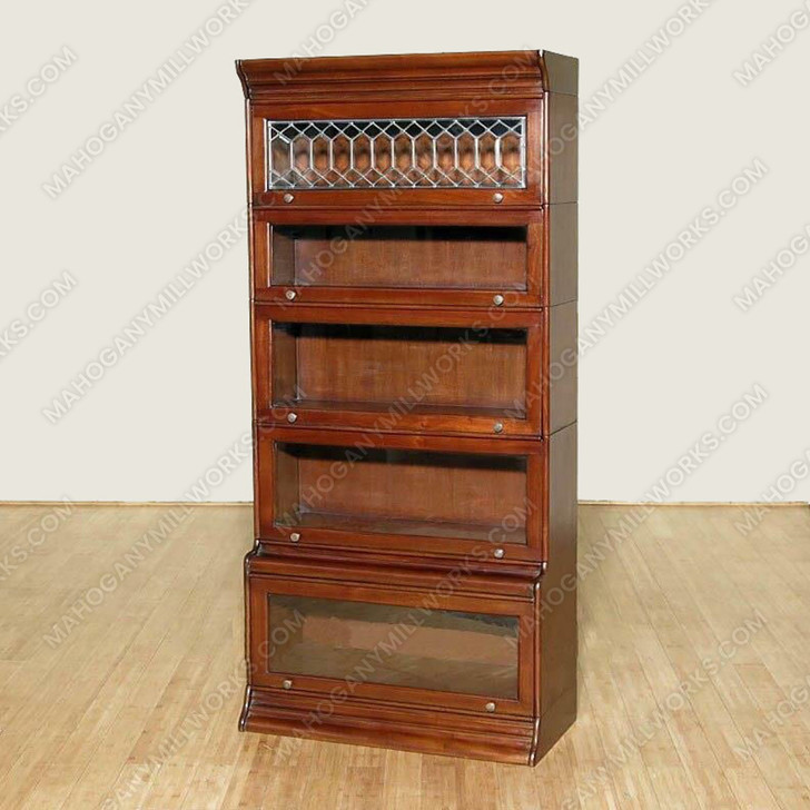 Mahogany Barrister Stacking Bookcase w Leaded Glass