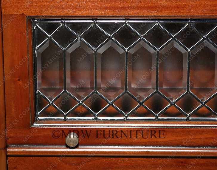 Mahogany 3-Stack Barrister Bookcase w/ Leaded Glass