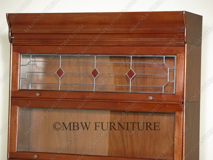 Mahogany Barrister Lawyer's Bookcase w/ Leaded Stained Glass