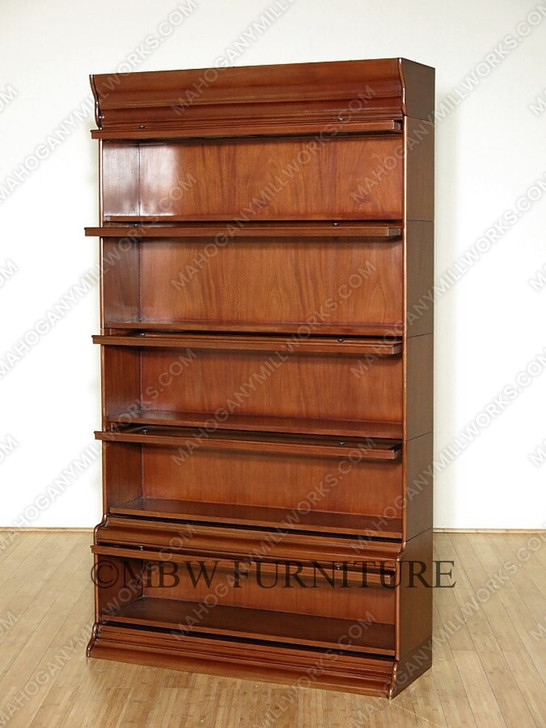 Mahogany Barrister Lawyer's Bookcase w/ Leaded Stained Glass