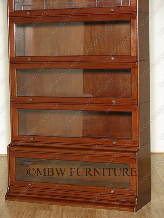 Mahogany Barrister Lawyer's Bookcase w/ Leaded Stained Glass