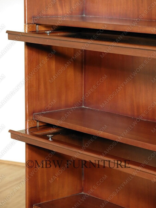 Mahogany Barrister Lawyer's Bookcase w/ Leaded Stained Glass