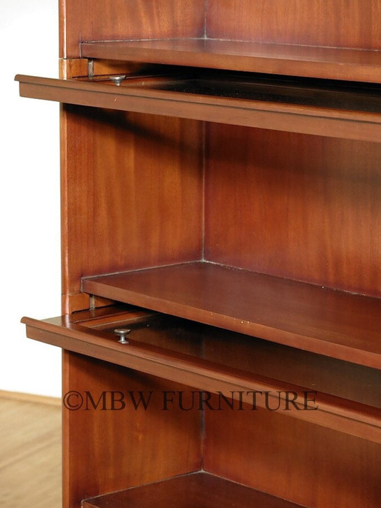 Mahogany Barrister Lawyer's Bookcase w/ Leaded Stained Glass