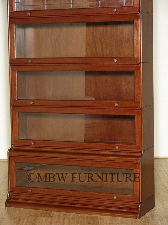 Mahogany Barrister Lawyer's Bookcase w/ Leaded Stained Glass