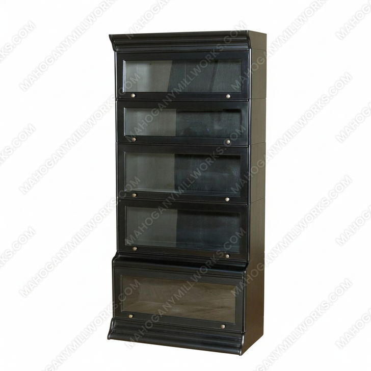 Solid Mahogany Black Finish Stacking Barrister Lawyer's Bookcase Display