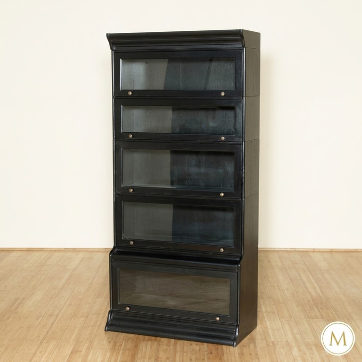 Solid Mahogany Black Finish Stacking Barrister Lawyer's Bookcase Display