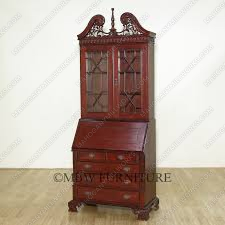 Solid Mahogany Dark Cherry Secretary Bureau Bookcase