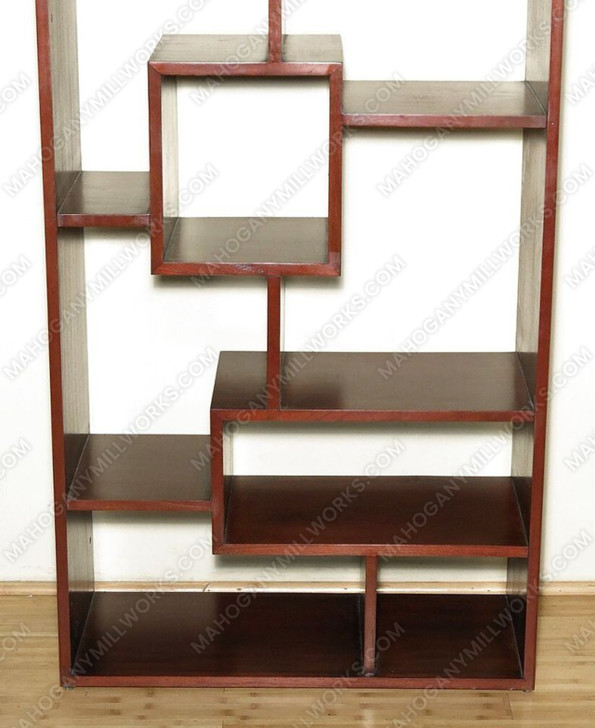 Bespoke Cherry Double Art Deco Sectional Wall Open Bookcase