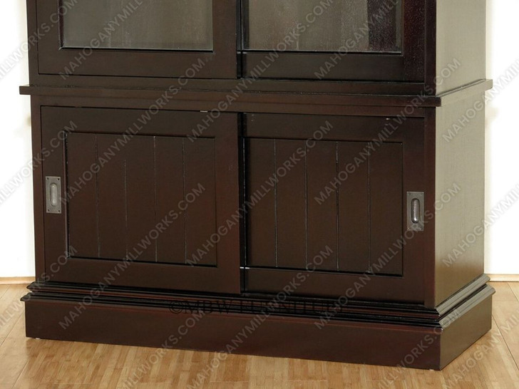 Solid Mahogany Espresso Bookcase Display Cabinet