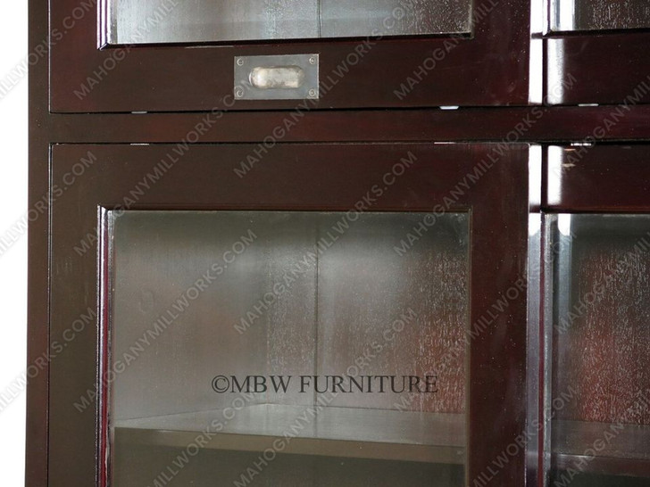 Solid Mahogany Espresso Bookcase Display Cabinet