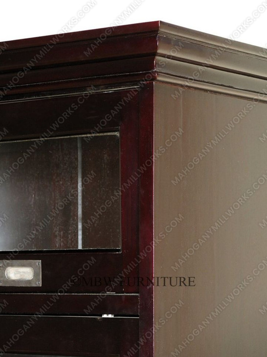 Solid Mahogany Espresso Bookcase Display Cabinet