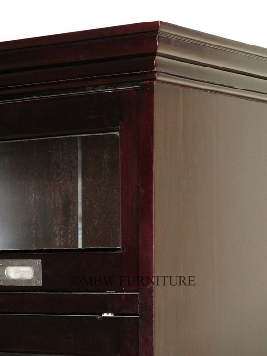 Solid Mahogany Espresso Bookcase Display Cabinet