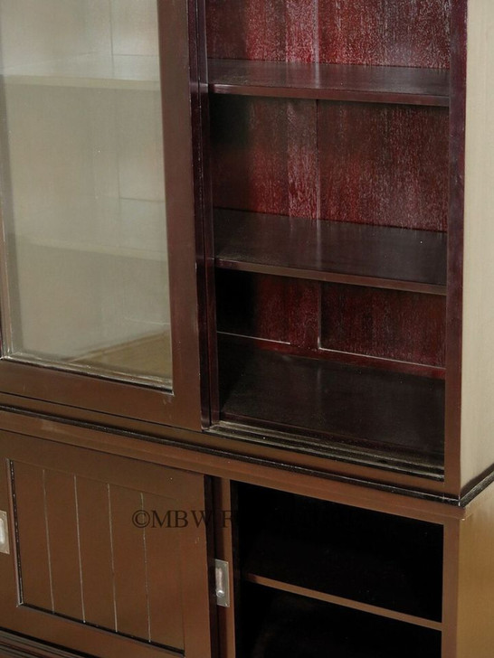 Solid Mahogany Espresso Bookcase Display Cabinet