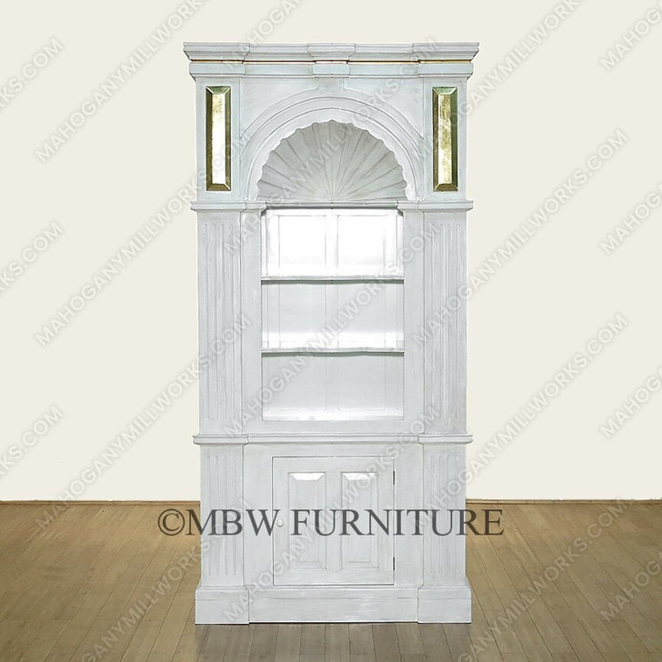 Solid Mahogany White/Gold Shell Bookcase Hutch
