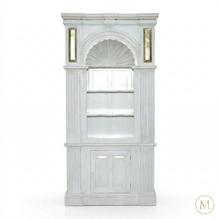 Distressed White Open Shell Bookcase