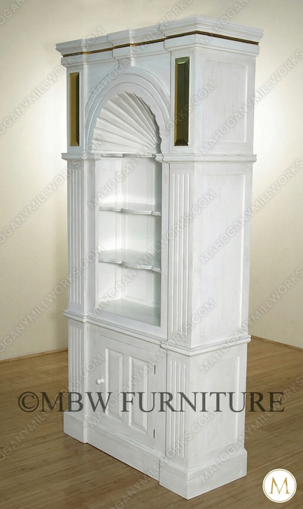 Distressed White Open Shell Bookcase