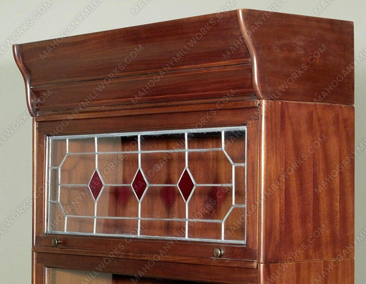 Walnut Lawyer's Barrister Display Bookcase w/ Leaded Glass