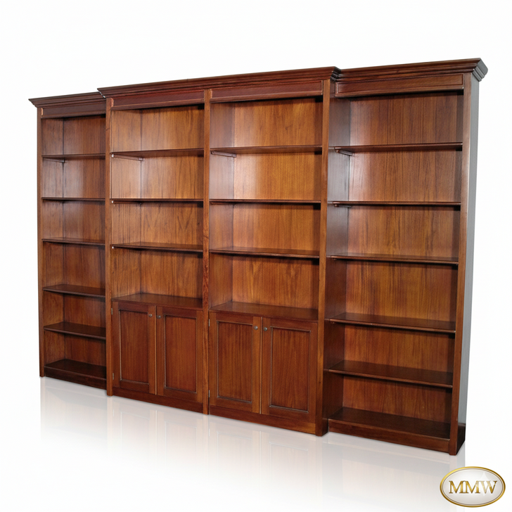 12ft Mahogany Sectional Open Bookcase