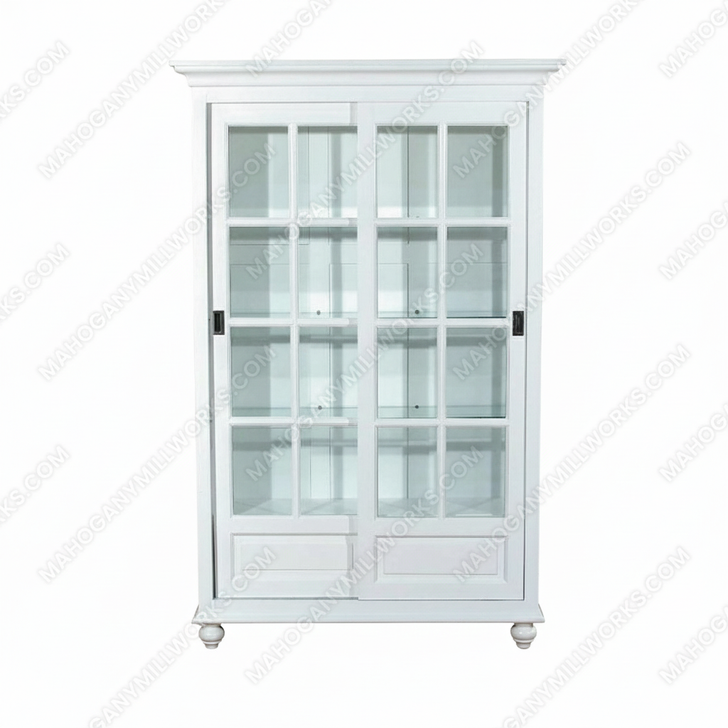 Vintage White Curio China Display Cabinet
