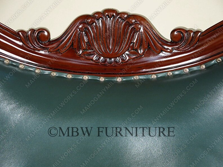 Solid Mahogany Presidential Resolute Olive Leather Swivel Office Chair