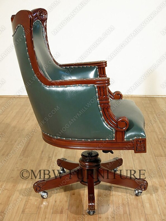 Elegant green leather executive Office chair