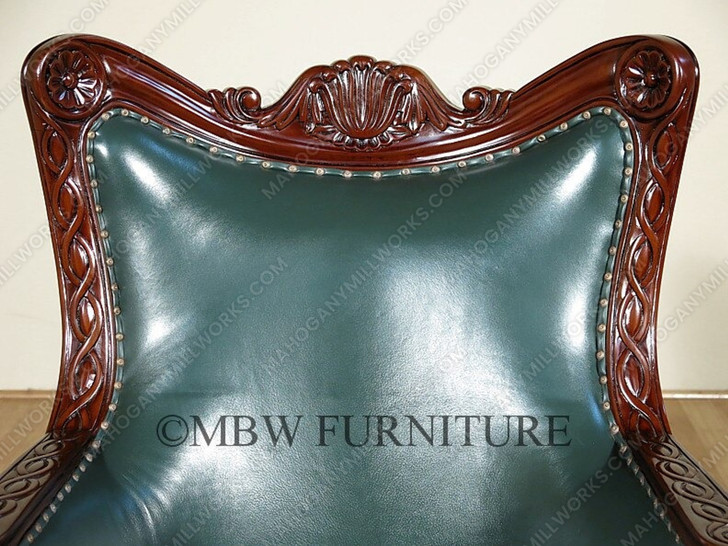 Solid Mahogany Presidential Resolute Olive Leather Swivel Office Chair