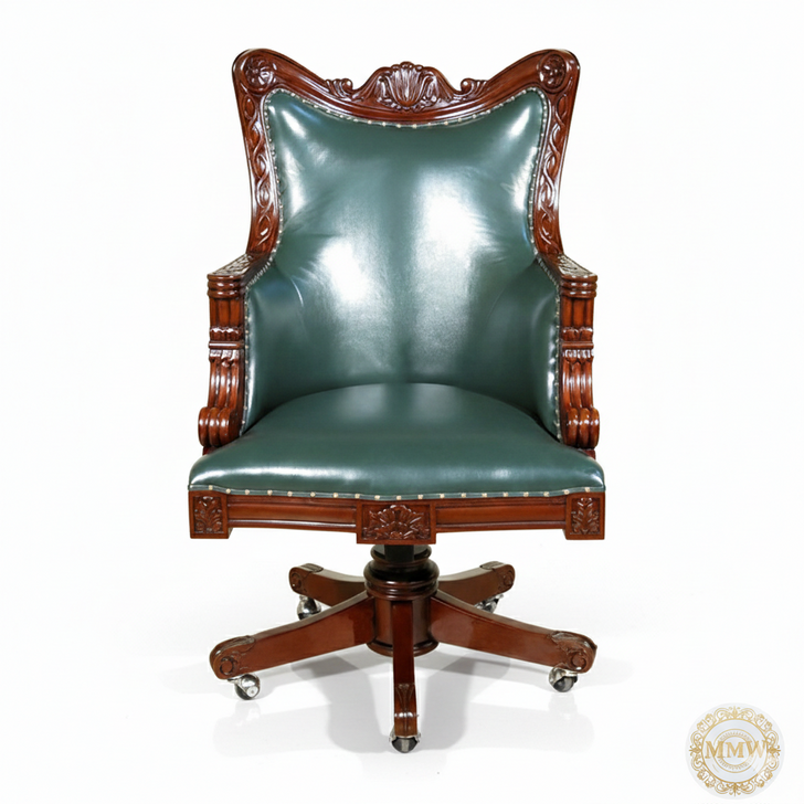 Elegant green leather executive Office chair