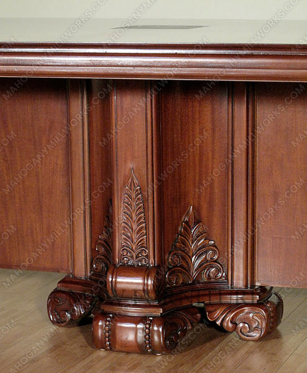 24ft mahogany conference table with carved pedestals