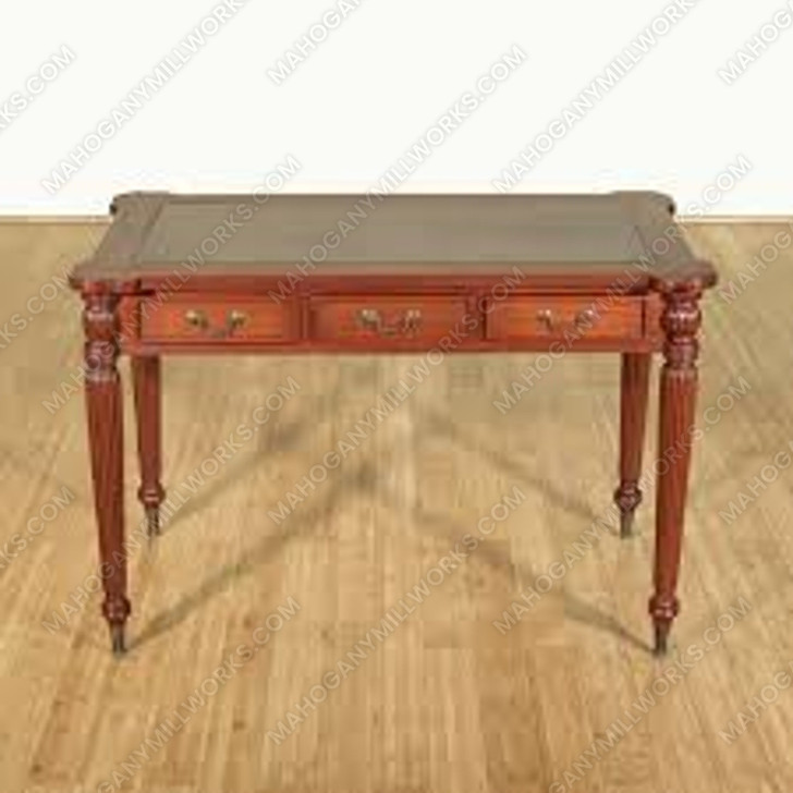 Mahogany Sheraton Brown Leather Top Office Writing Desk