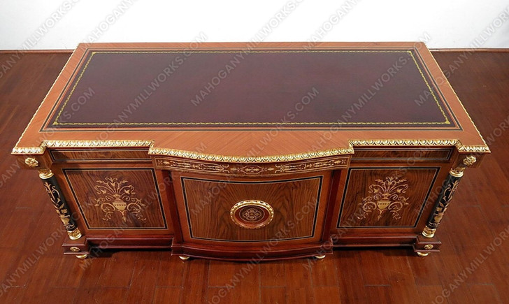 6ft French Empire Inlaid Executive Desk