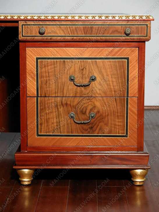 6ft French Empire Inlaid Executive Desk