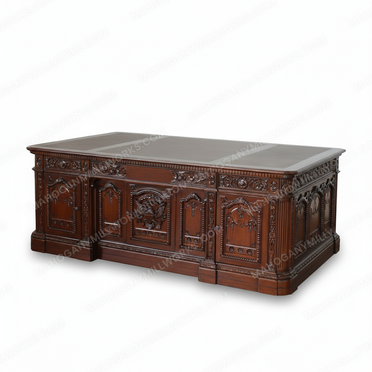 7ft Solid Mahogany President's Oval Office Resolute Desk