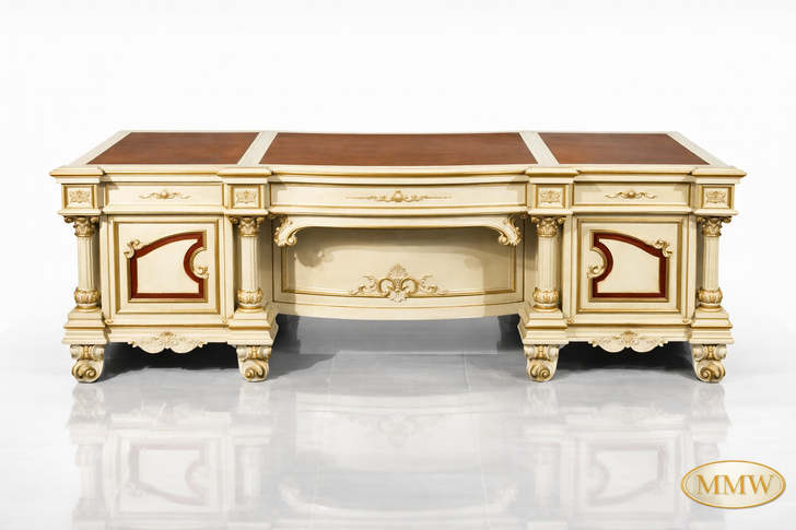 Luxurious Ivory Rococo Executive Desk