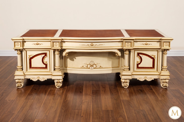 Luxurious Ivory Rococo Executive Desk