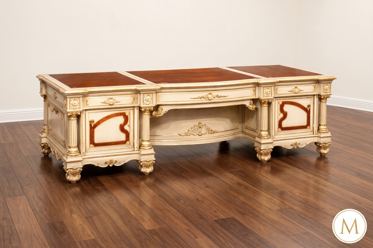 Luxurious Ivory Rococo Executive Desk
