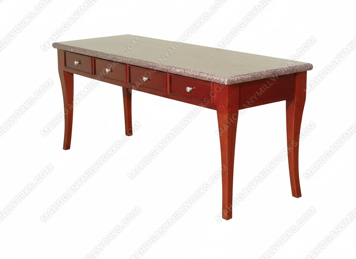 Cherry Queen Anne 6Ft Granite Top Writing Desk Table