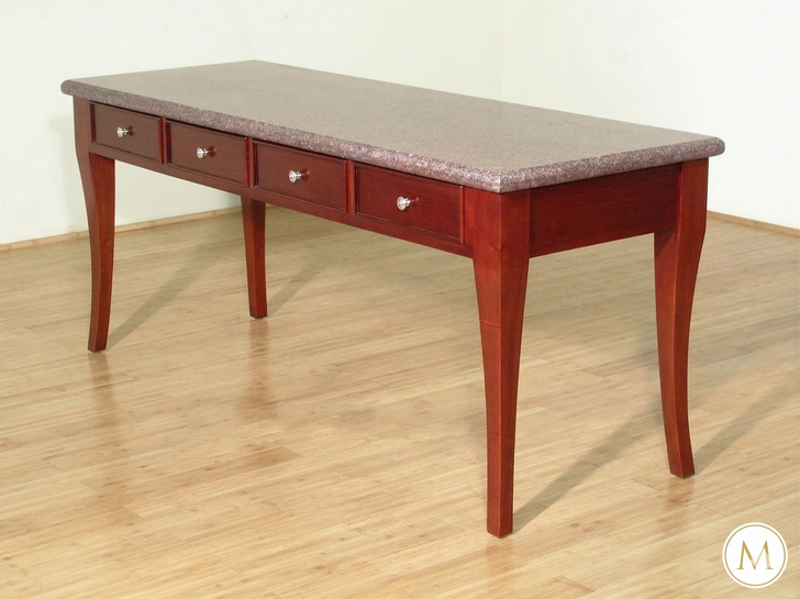 6ft Mahogany Writing Desk with Granite Top & Drawers
