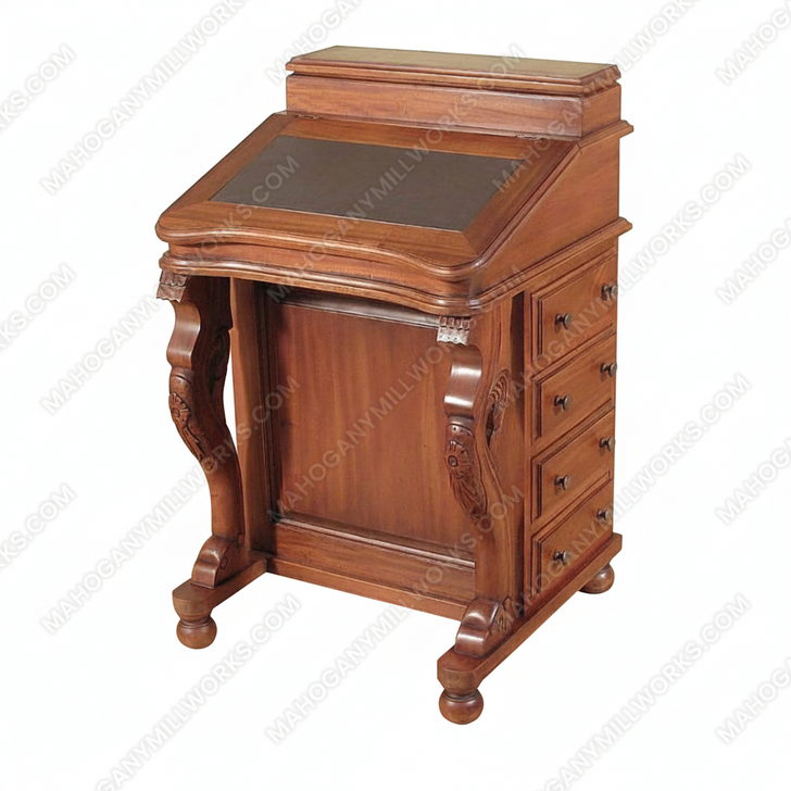 Light Finish Leather Top Davenport