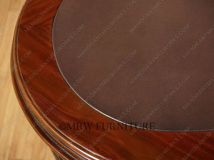 Mahogany Kidney Peanut Shaped Executive Office Desk w/ 9 Drawers & Brown Leather Top