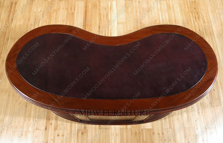 Mahogany Kidney Shape Desk w/ Leather top