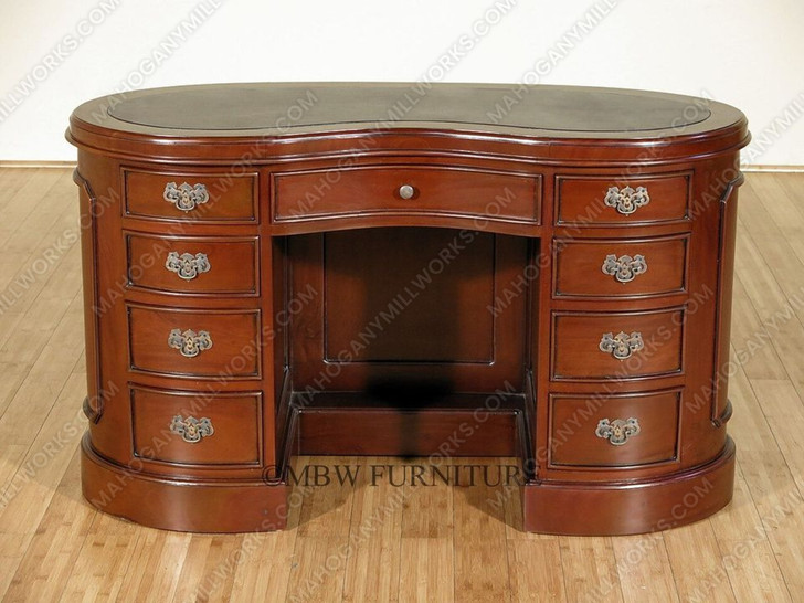 Mahogany Kidney Shape Desk w/ Leather top