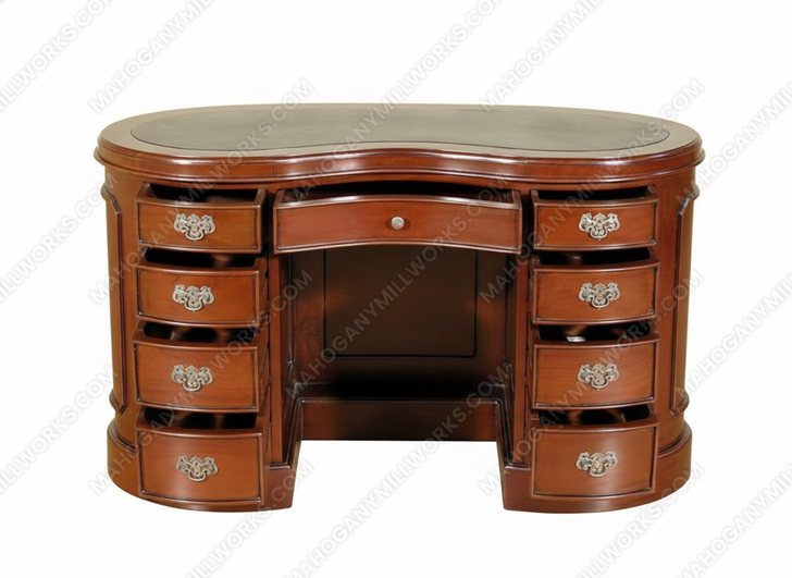 Mahogany Kidney Shape Desk w/ Leather top