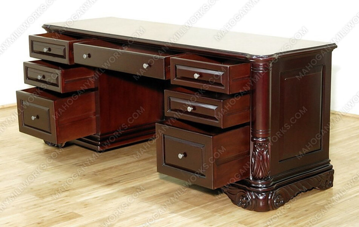 Solid Dark Mahogany Executive Office Desk