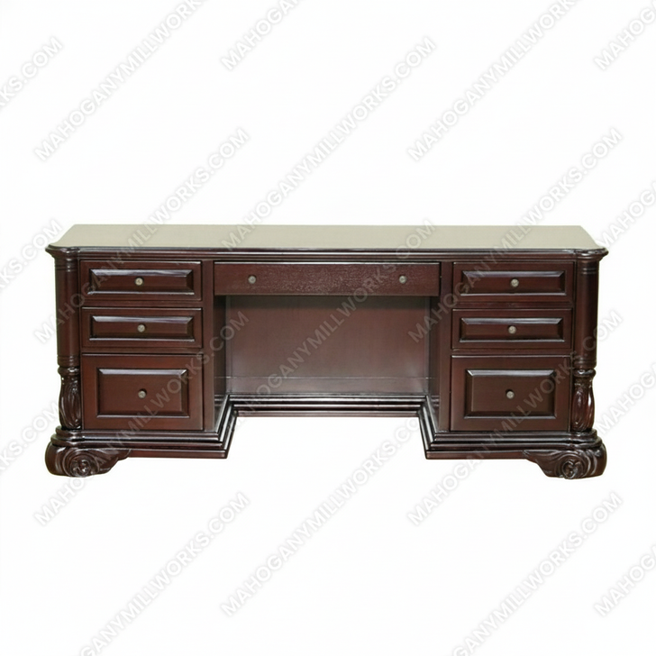Solid Dark Mahogany Executive Office Desk