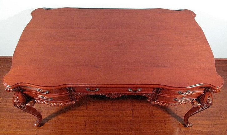 Mahogany Chippendale Queen Anne Executive Office Desk Table
