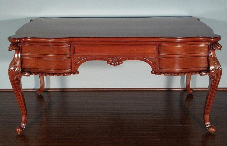 Mahogany Chippendale Queen Anne Executive Office Desk Table