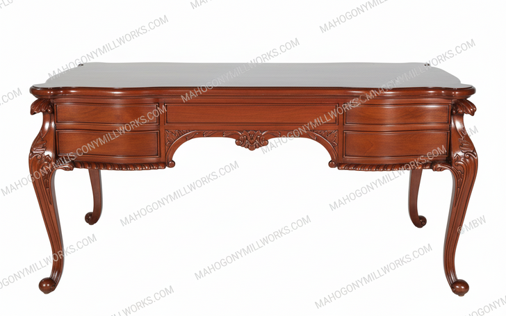 Mahogany Chippendale Queen Anne Executive Office Desk Table